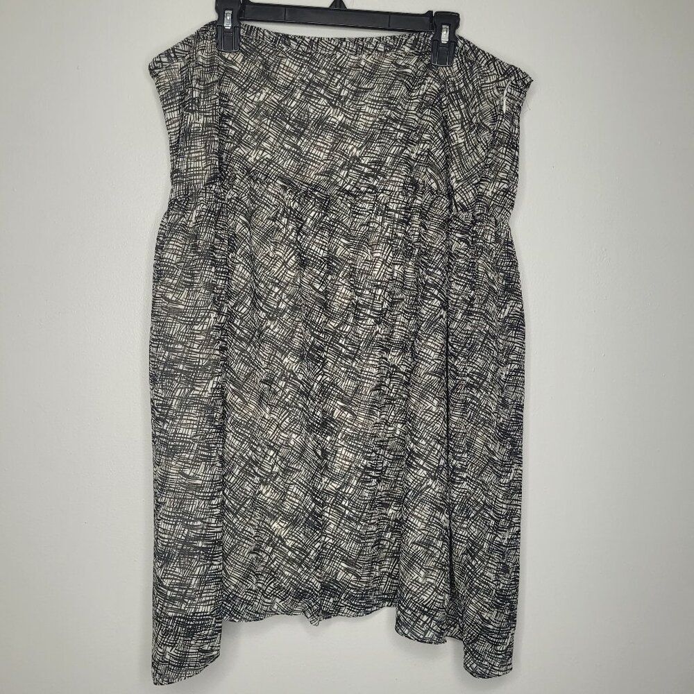 Vintage y2k George black cream abstract line print grunge skater skirt size 22w